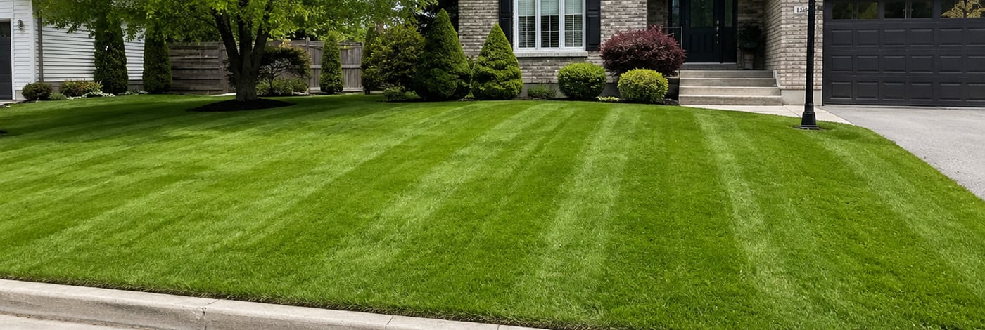After: sloped front lawn restoration, thick